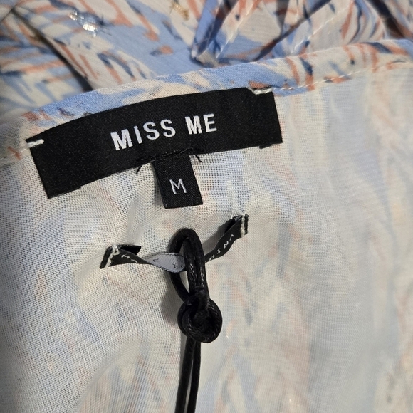 Miss Me Ruffle Strappy Flowy Tank Medium Blue NWT Boho Coquette Cottage 70s Y2K - Picture 7 of 9